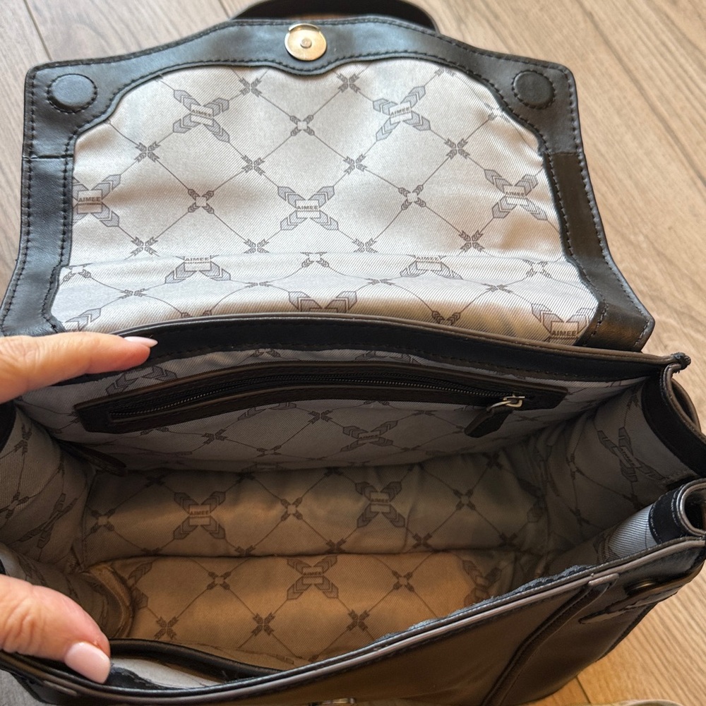 Perfect like new Aimee Kastenberg Phoenix Black Leather Satchel Crossbody Bag - Picture 9 of 9
